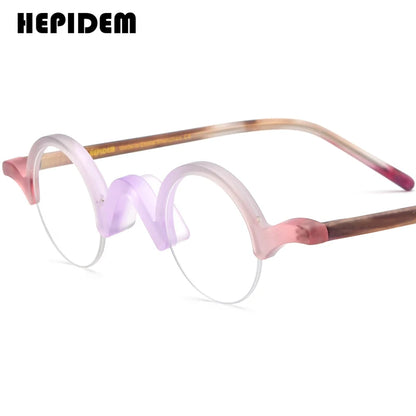 FONEX HEPIDEM Acetate Eyeglass Frames - Retro Round Vintage Eyewear for Men & Women