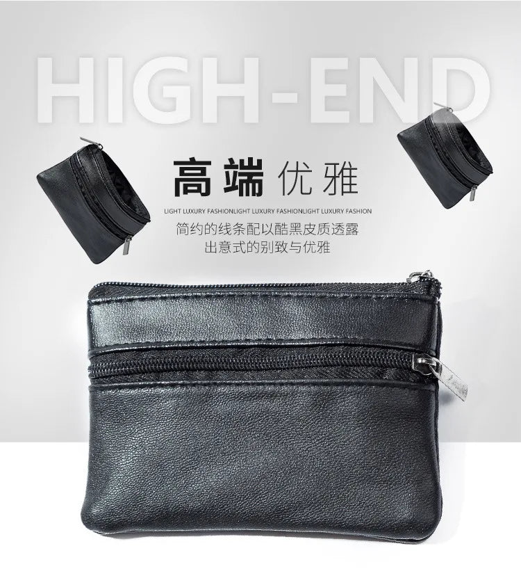 Leather Mini Coin Purse with Zipper – Small Wallet & Key Holder for Women, Men & Kids