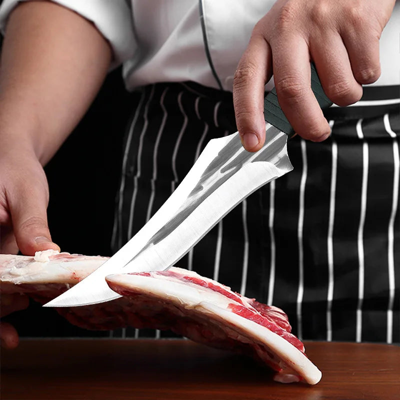 2PCS Chef Butcher Boning Knife Set - Stainless Steel Utility and Slicing Knives for Meat, Fish, Fruit - Sharp Kitchen Cleavers