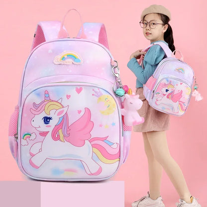 New Unicorn Backpack for Girls - Cartoon Pink Princess School Bag, Kids Satchel for Kindergarten, Mochila Infantil Escolar