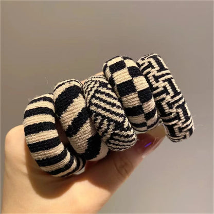 Seamless Checkered Hair Ties - 5-Piece High-Elasticity Traceless Hair Bands