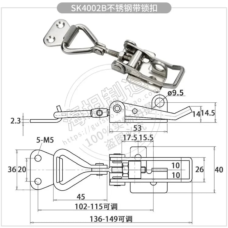 SUS 304 Stainless Steel Adjustable Locking Spring Loaded Toggle Latch | Durable Case, Box, Chest, and Trunk Hasp Catch