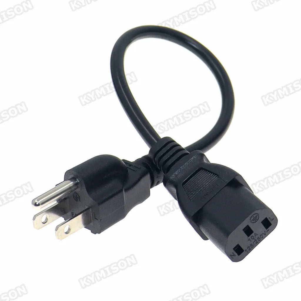 US NEMA 5-15P to IEC C13 Power Cord - 18AWG 3-Prong AC Extension Cable for Computers and Electronics