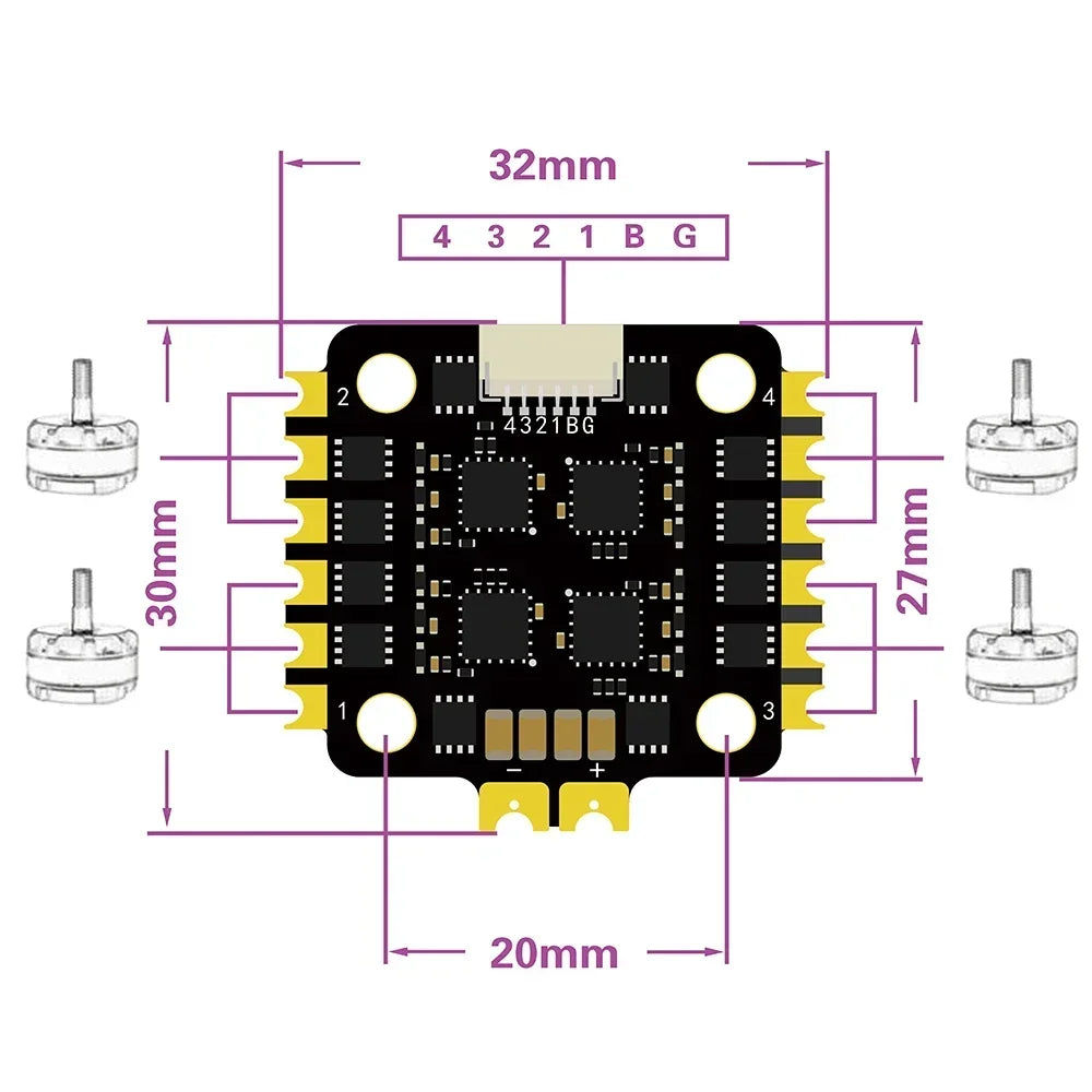 HAKRC 4-in-1 Blheli_S ESC — 15A/25A Dshot600 2-4S, 20x20mm for RC FPV Racing Drone