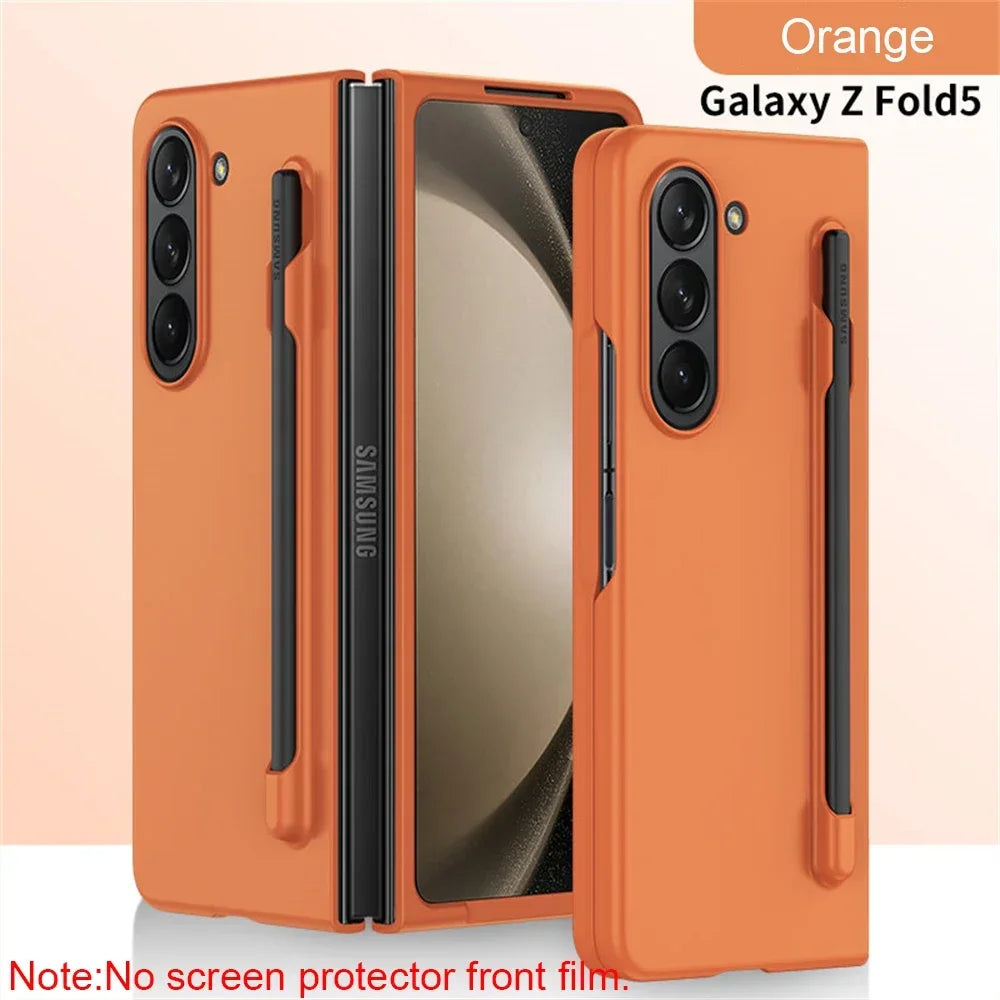 Skin Feel Slim Case for Samsung Galaxy Z Fold 6/5/4/3 – Hard Plastic Shockproof Cover with Stylus Pen Slot Holder