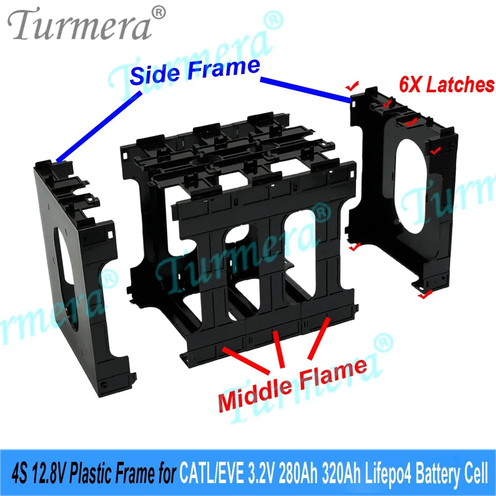 12V LiFePO4 Battery Cell Holder Frame - Flame-Retardant ABS/PC Case for CATL & EVE 105Ah–320Ah Cells