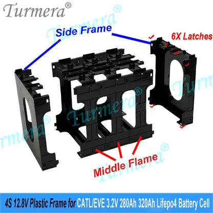 12V LiFePO4 Battery Cell Holder Frame - Flame-Retardant ABS/PC Case for CATL & EVE 105Ah–320Ah Cells