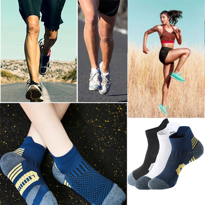 3 Pairs Professional Sports Socks – Non-Slip Towel Bottom Running Socks for Men & Women, Breathable Quick-Dry Basketball Training Ankle Sox
