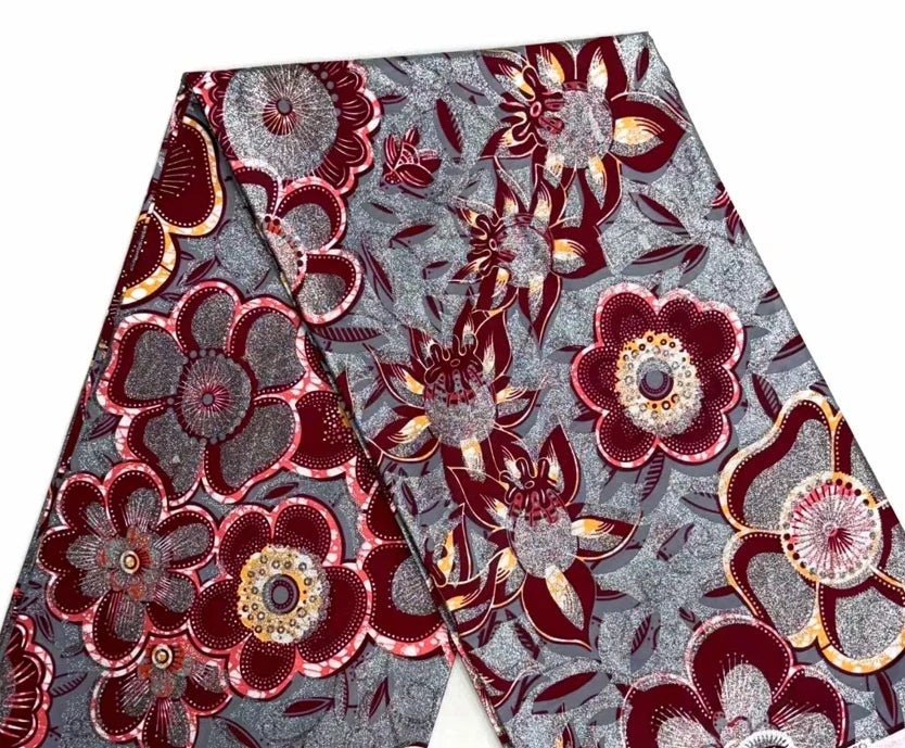Grand Super African Wax Fabric - 100% Cotton Nigerian Glitter Glam Gold Ankara Print for Sewing