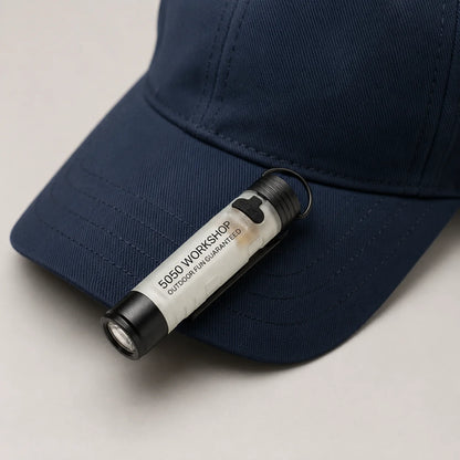 Mini 5050 Rechargeable LED Pocket Flashlight - Clip-On Hat Light and Portable Keychain Torch for Camping, Hiking, and Outdoor Use