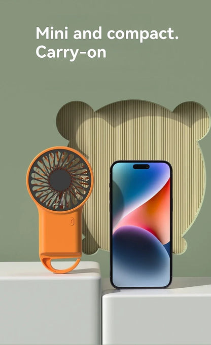 New Foldable USB Rechargeable Mini Fan | Handheld Desktop Fan with Cartoon Design & Hook for Outdoor, Home & Office Use