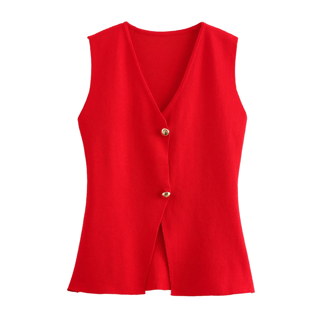 TRAF 2024 Women's Knit Vest Top – Cropped Sleeveless, Button Front, Summer Knitted Holiday Short Tops