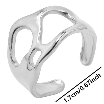 Stainless Steel Chunky Open Ring — Textured Vintage Lava Design for Men & Women