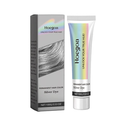 Gray Hair Dye Cream - Smoky Silver Gray Permanent Hair Color Wax for Women & Men