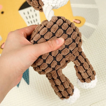 Squeaky Plush Bone Dog Toy - Puppy Teething, Chew & Molar Training Toy for Interactive Playtime