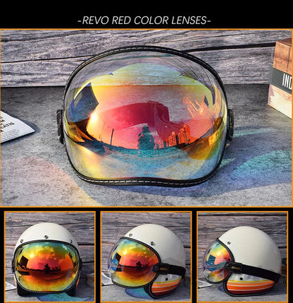 Universal Motorcycle Helmet Sun Visor – Anti-UV Windproof Bubble Lens for Open Face 3/4 Helmets