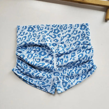 Women's Leopard Print Seamless Yoga Shorts - High-Waisted Butt-Lifting Fitness Workout Shorts