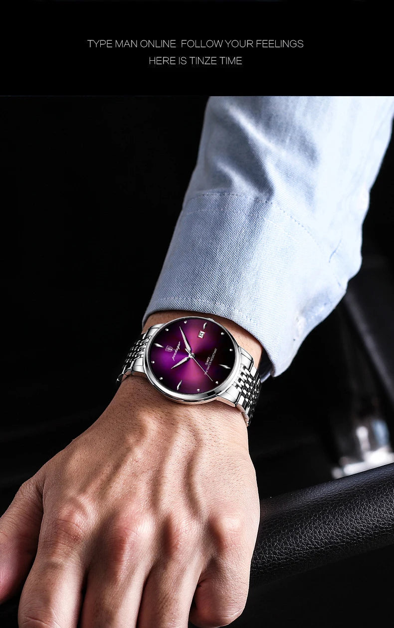 POEDAGAR Luxury Men's Sports Watch — Waterproof Luminous Stainless Steel Quartz Wristwatch with Date