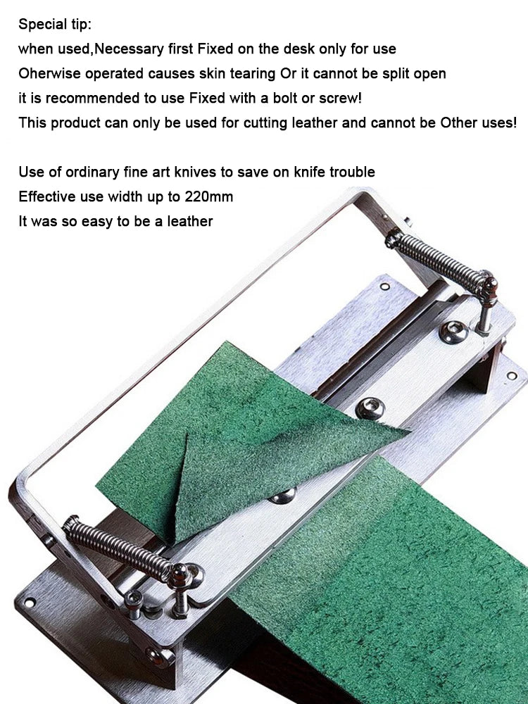 200mm Manual Leather Skiving Machine – Belt Strip Splitter & Thinning Tool for Cowhide DIY Craft