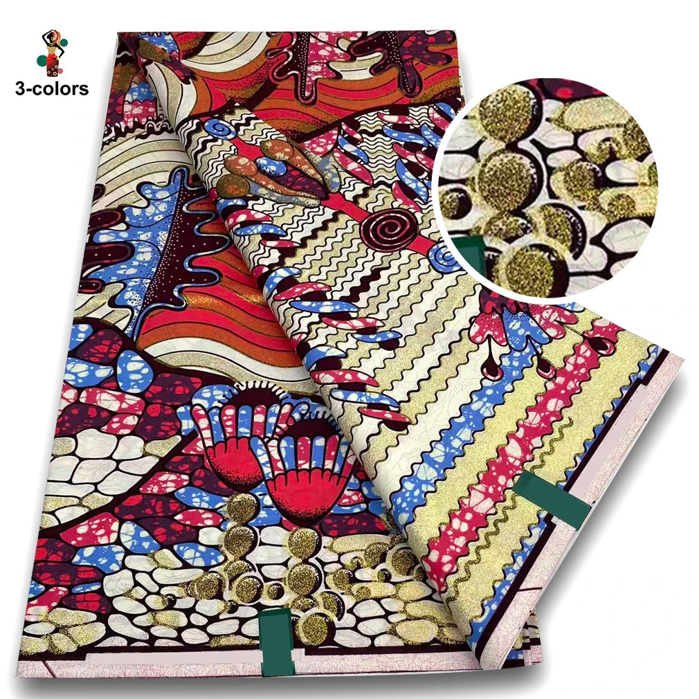 100% Cotton African Wax Print Fabric - Soft Golden Ankara Pagne for Nigerian Fashion & Traditional Wear