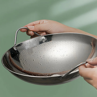 29cm Stainless Steel Honeycomb Skillet – Non-Stick, Scratch-Resistant Pan with Handle for Pasta & Steak