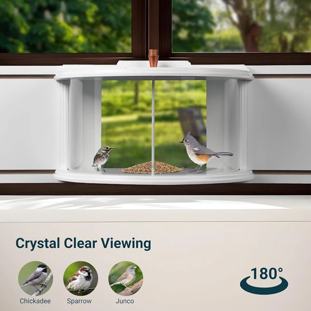 Window Bird Feeder - 180° Clear View Hanging Bird Feeding Tray for Easy Bird Watching & Outdoor Decor