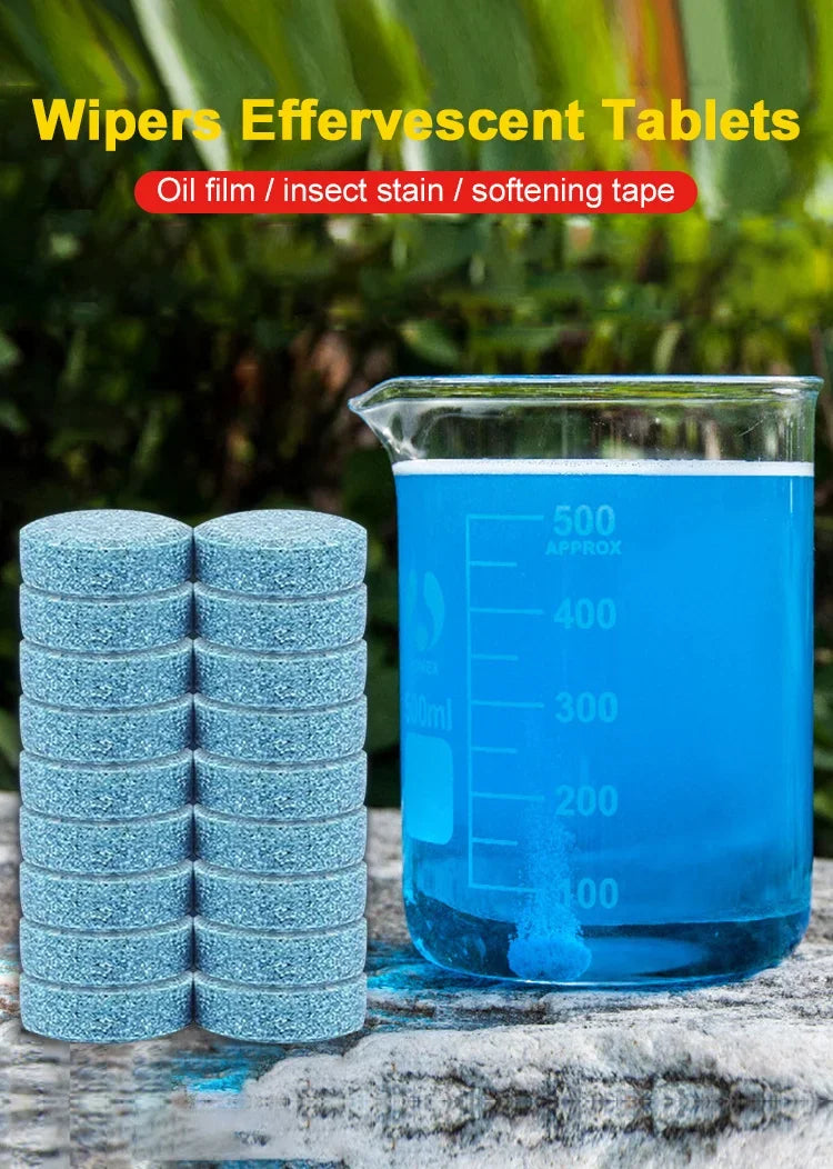 Car Windshield Washer Fluid Tablets | Concentrated Effervescent Wiper Cleaning Tablets for Windows & Kitchen