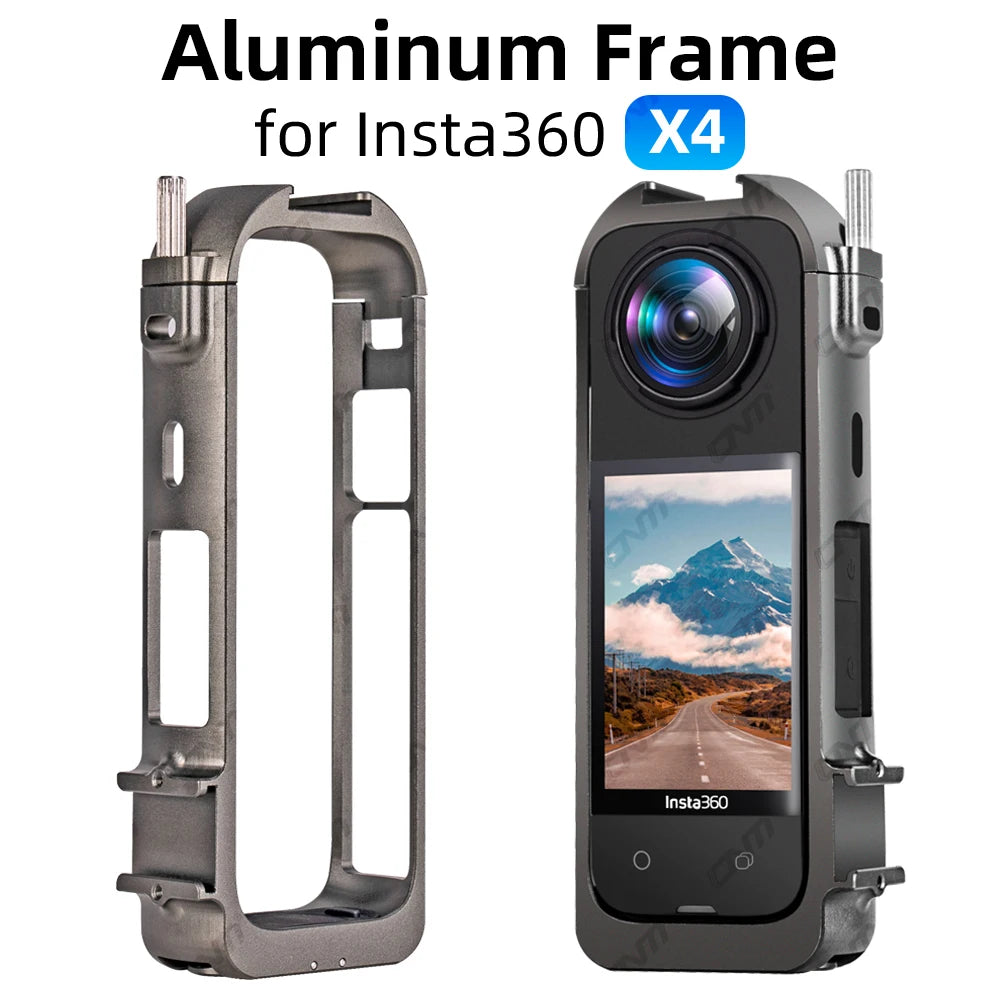 Aluminum Protective Frame for Insta360 X4 - Metal Durable Housing Cage with Cold Shoe Mount, Camera Accessories