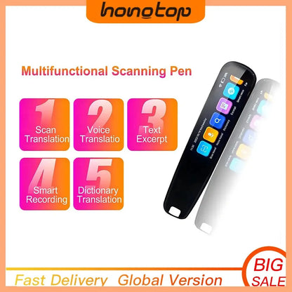 HONGTOP Smart Voice Scan Translator Pen - Multifunctional Real-Time Translation in 121 Languages - Business Dictionary Tool