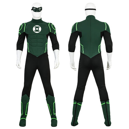 Hal Jordan Cosplay Costume Set - Superhero Jumpsuit Bodysuit & Boots for Halloween Parties
