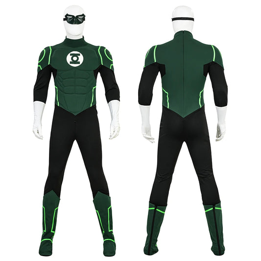 Hal Jordan Cosplay Costume Set - Superhero Jumpsuit Bodysuit & Boots for Halloween Parties