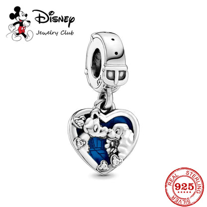 New 925 Sterling Silver Mickey Minnie Vinnie Charm – Beaded Fit for Original Pendant Bracelet, DIY Ladies Jewelry