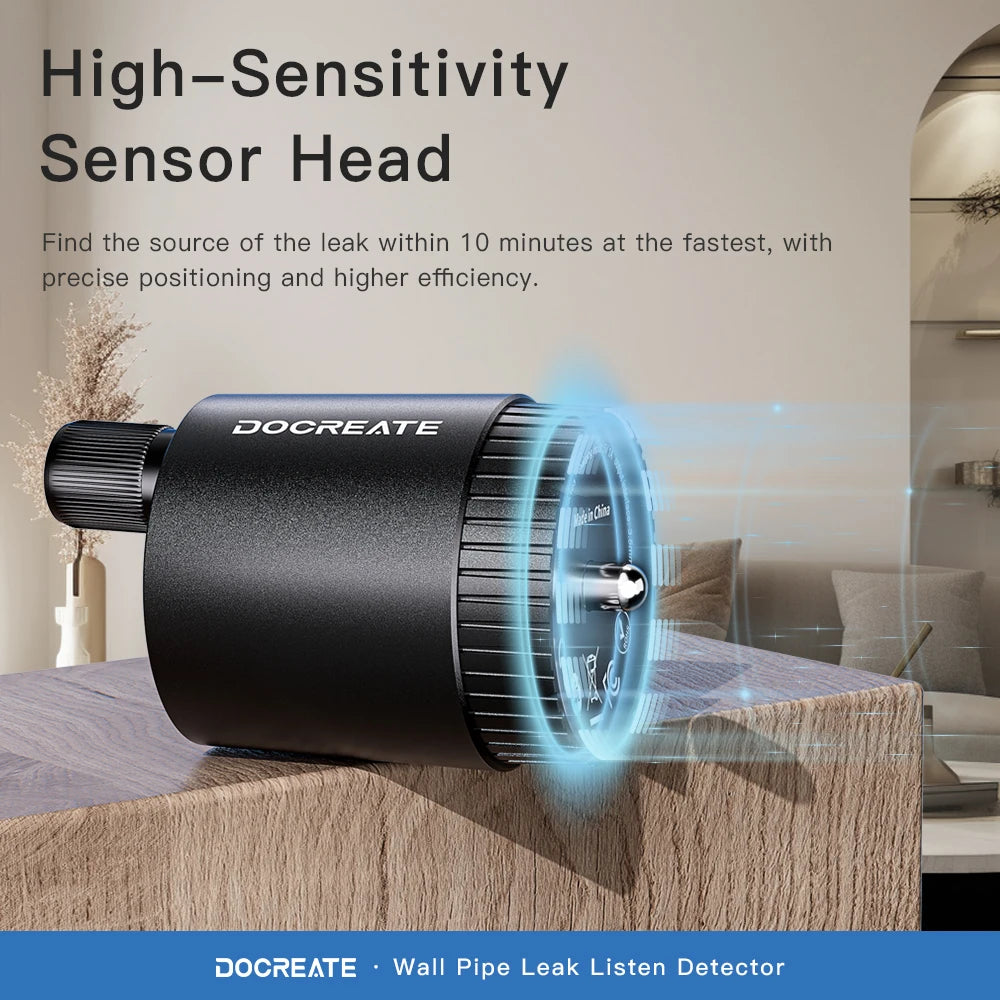 Docreate Mini Leak Detector & Sound Amplifier - 13000X Audio Magnification Sensor with Rechargeable 200mAh Battery