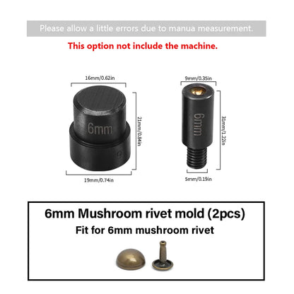 WUTA Manual Button Installation Tool – Mute Punching for Mushroom Rivets & Eyelets, DIY Hand Pressing Tool (With/Without Machine)