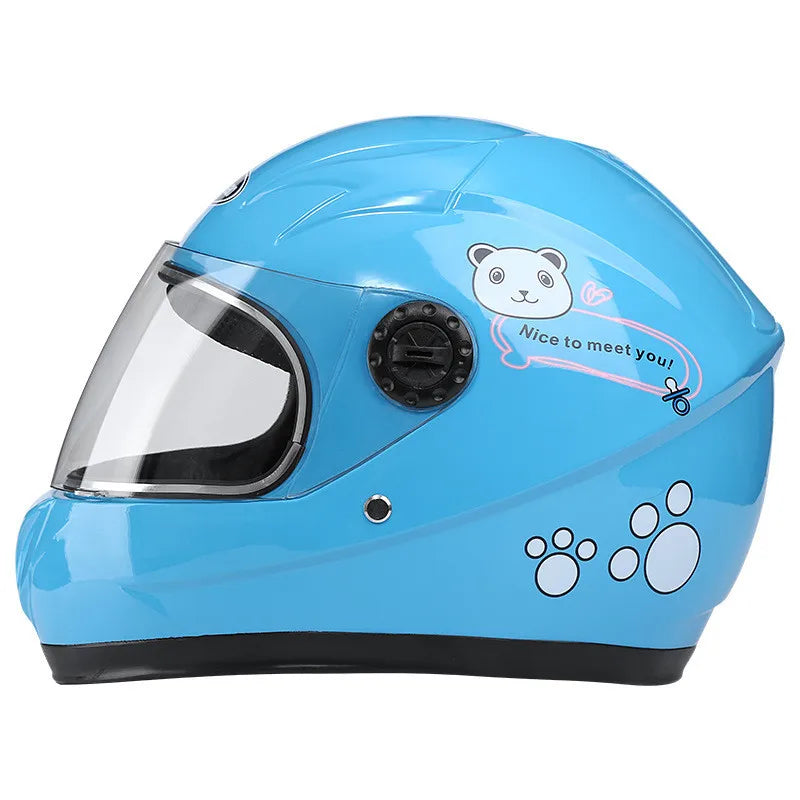 New Cute Children’s Full Face Helmet – Safety Bike & Motorcycle Helmet for Kids, Adjustable for Outdoor Sports, Four Seasons Protection