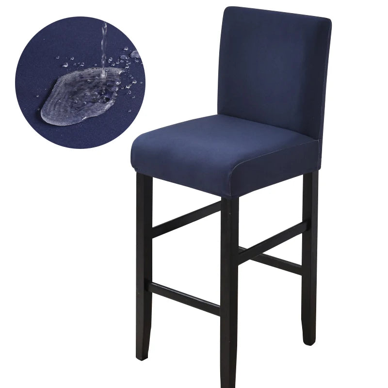 Waterproof Bar Stool Covers - Stretch Short Back Chair Protector Covers for Kitchen Dining Room Cafe Counter Height Seats