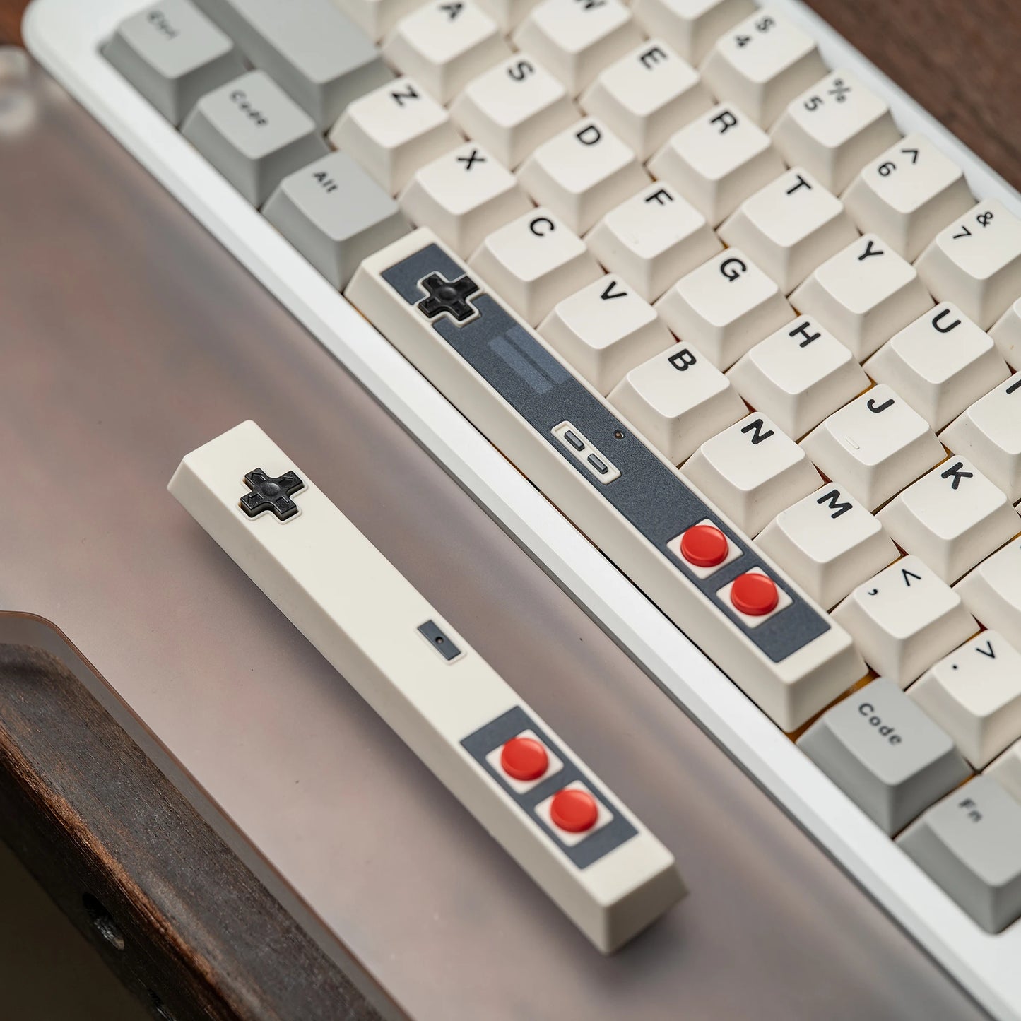 Retro Gamepad Keycap 6.25u Spacebar – Artisan ABS Keycap for MX Switches, Black & White for Mechanical Gaming Keyboards