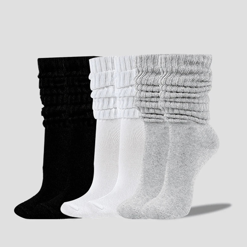 Women’s White Mid-Calf Socks - 3 Pairs Comfortable Breathable Basic Fashion Socks