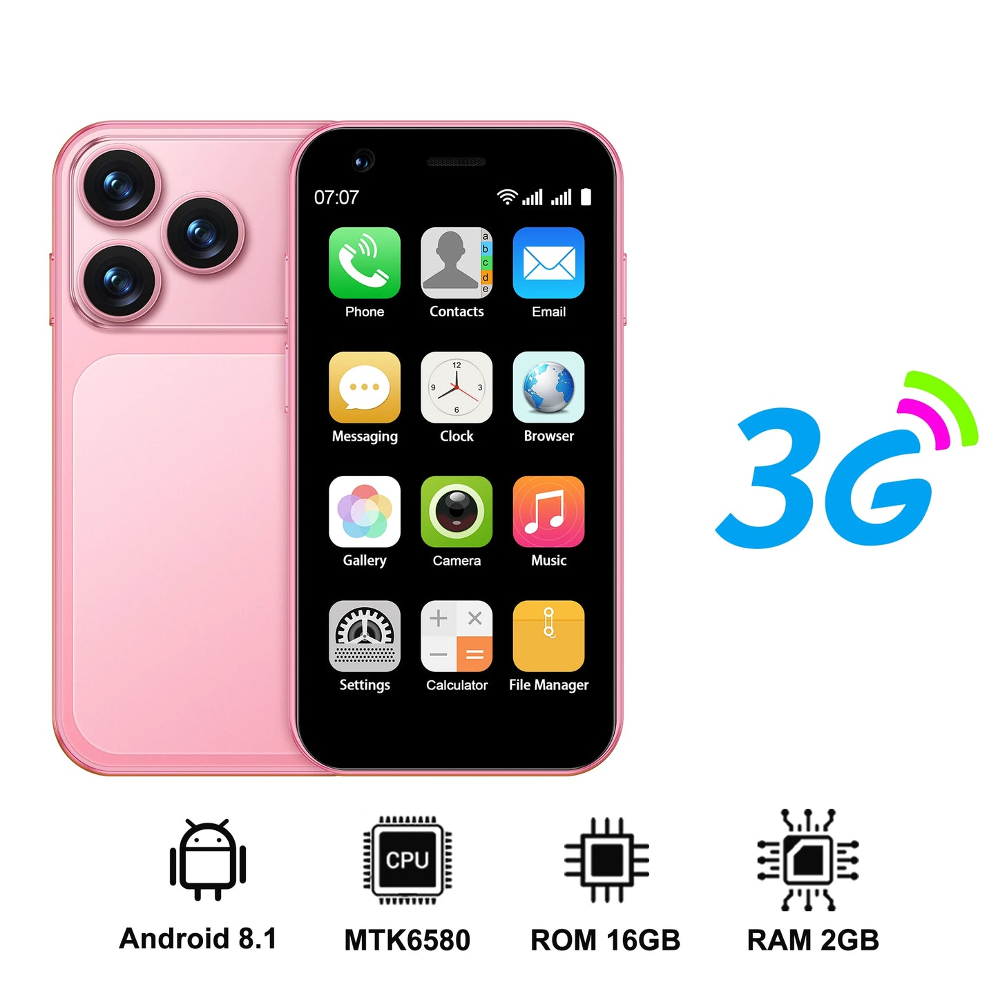 SERVO 18SE Mini Smartphone - 3G Android Phone with 2GB RAM, 16GB Storage & Dual SIM