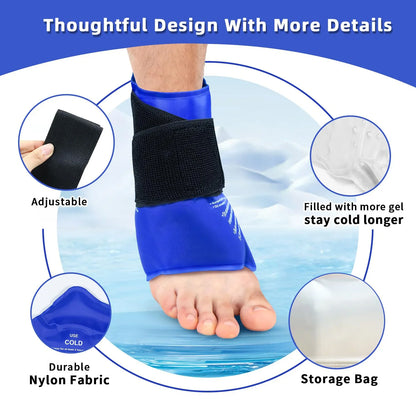 Ankle Brace Ice Pack Wrap — Hot & Cold Therapy Gel Pack for Pain Relief and Sprains