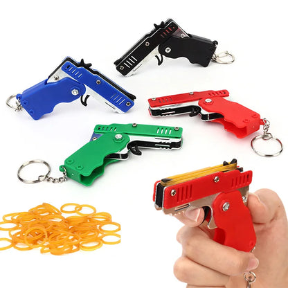 Mini Metal Gun Keychain – Folding Pistol Toy for Kids, Car Styling & Outdoor Gift