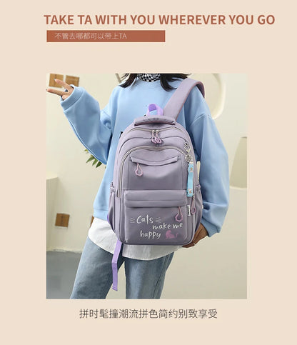 Teen Girls School Backpack | Pink Waterproof Bag for Primary & Middle School Students