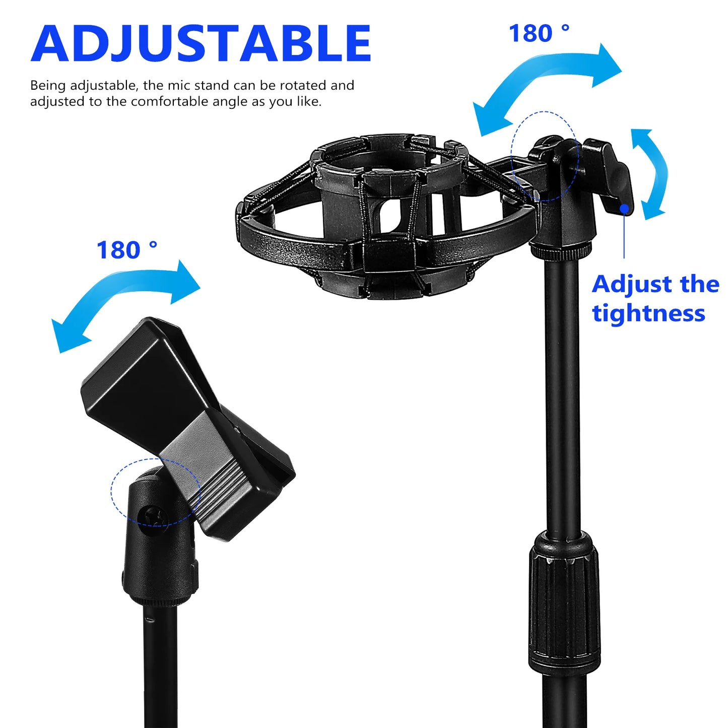 Retractable Desktop Microphone Stand - Adjustable Desk Mic Holder Clip for Live Streaming, Recording & Broadcasting