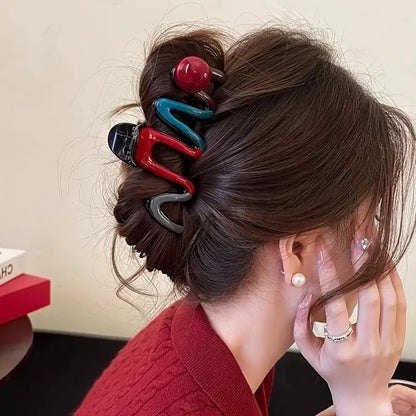 4Pcs Large Hair Claw Clips - Chic Wavy Non-Slip Shark Clips for Women