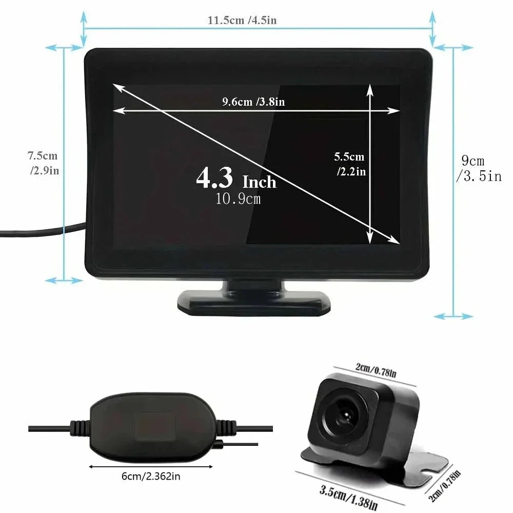 Wireless Car Reversing Backup Camera Kit – 4.3" Rear View Monitor for Vehicle Parking