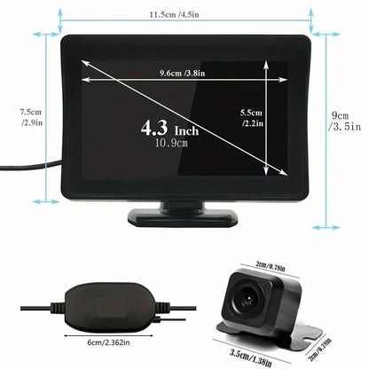 Wireless Car Reversing Backup Camera Kit – 4.3" Rear View Monitor for Vehicle Parking