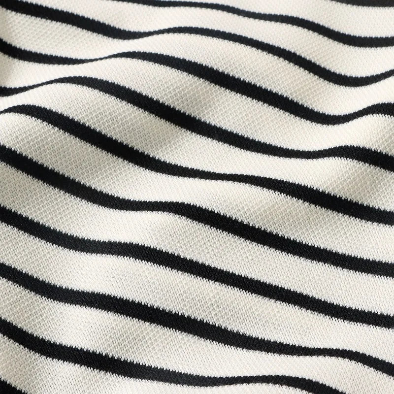 2PCS Kids Summer Outfit – Cotton Short Sleeve Tee & Shorts Set for Boys, Black & White Stripe
