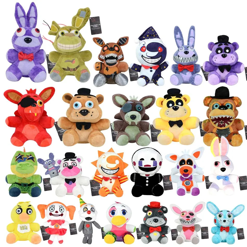 FNAF Plush Toy Collection - Cute Freddy Bonnie Foxy Cartoon Stuffed Dolls for Kids & Fans Gift