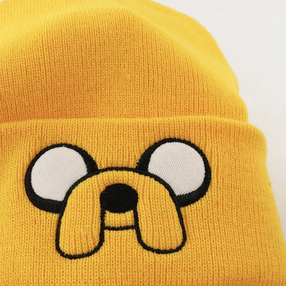 Cute Puppy Embroidered Knitted Hat - Yellow Ear Protection for Autumn & Winter - Warm & Versatile Beanie