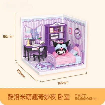 Sanrio Building Block Set Kuromi My Melody Cartoon Room Assembly Model Toy Collection Decorative Gift for Kids & Fans